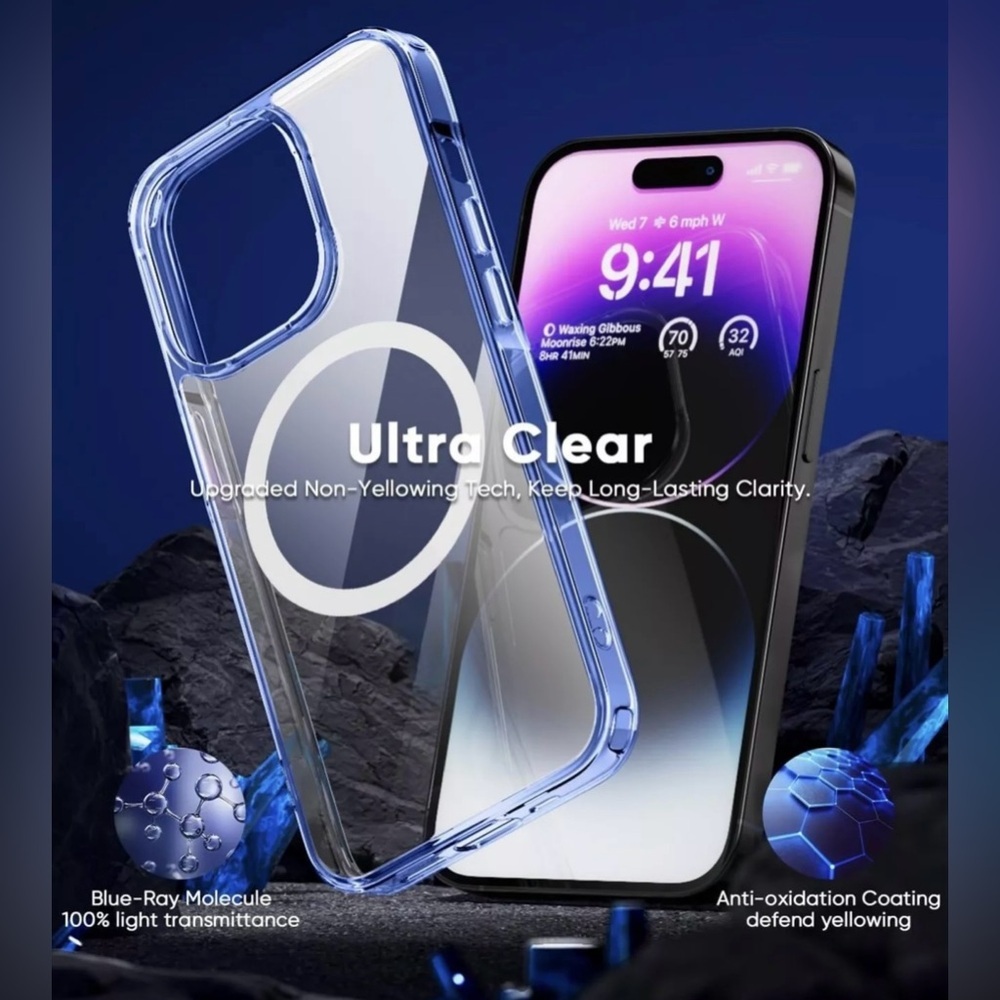(2024 New) Magnetic Clear for iPhone 14 Pro Case with MagSafe Phone Not Included